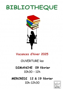 Bibliothéque de Noyal: ouverture aux vacances de février